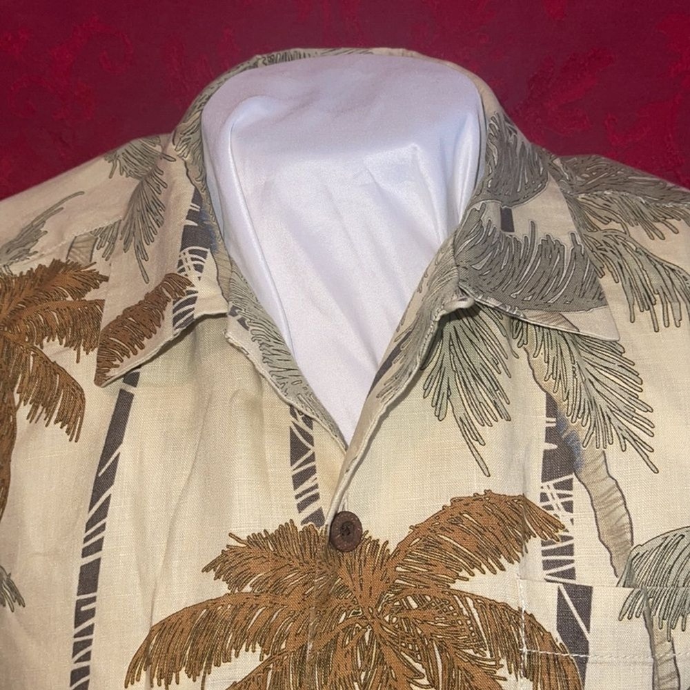 Tommy Bahama Mens Linen Hawaiian‎ Button Down Short Sleeve Shirt  XXL *(NOT M)*